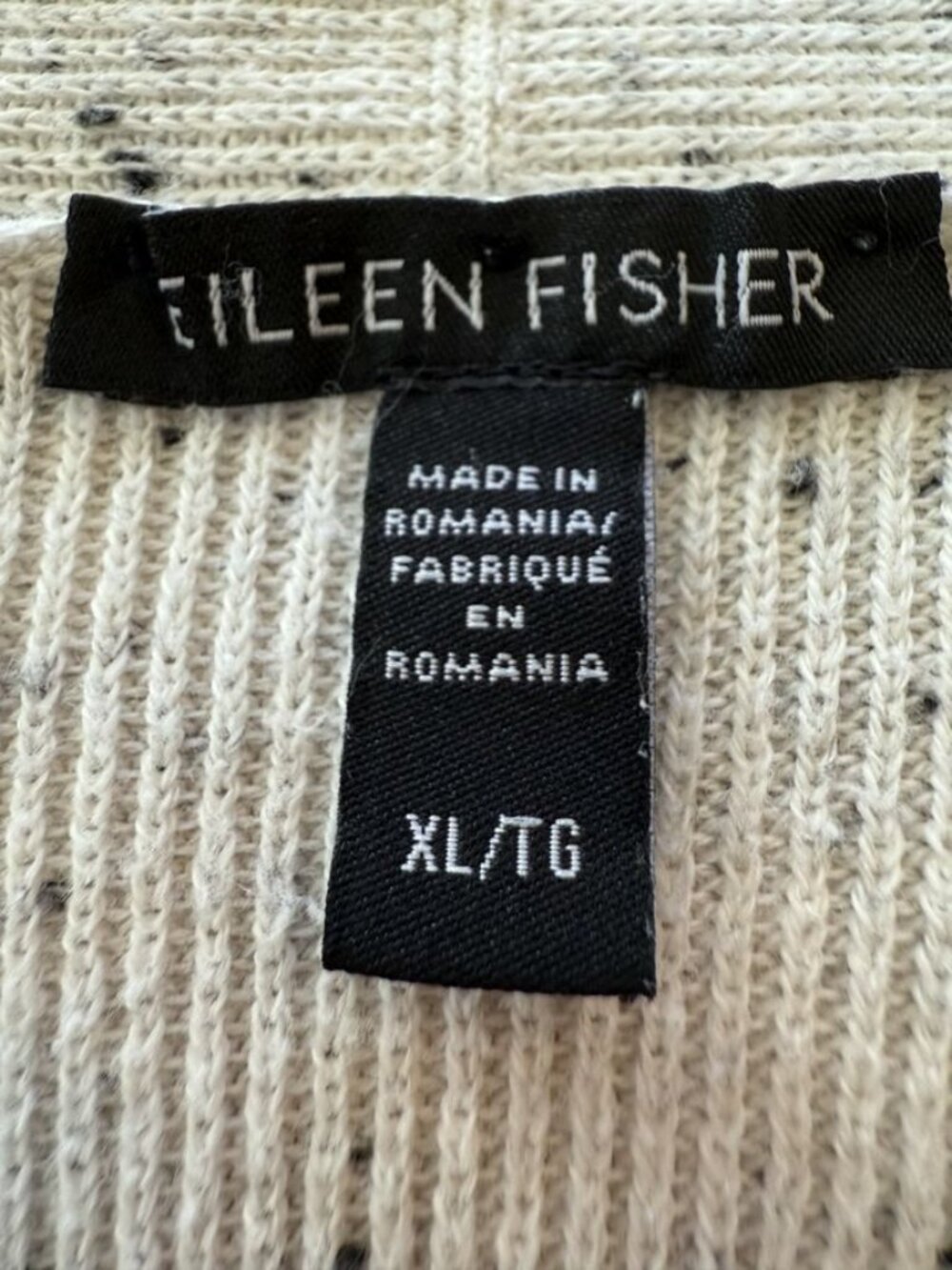 Eileen Fisher Organic Cotton Speckle Long Open-Front Cardigan Size XL - Picture 3 of 6
